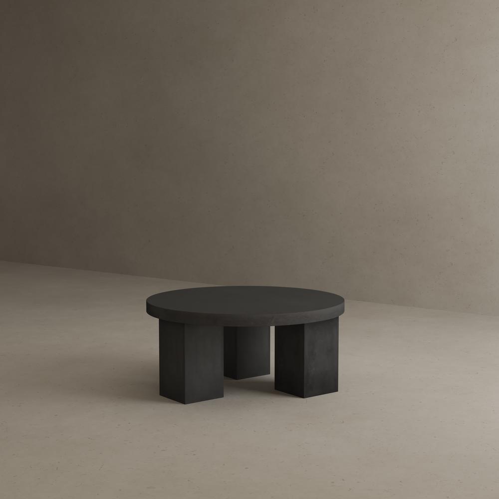 Ella Round Coffee Table Large in Black Concrete. Picture 5