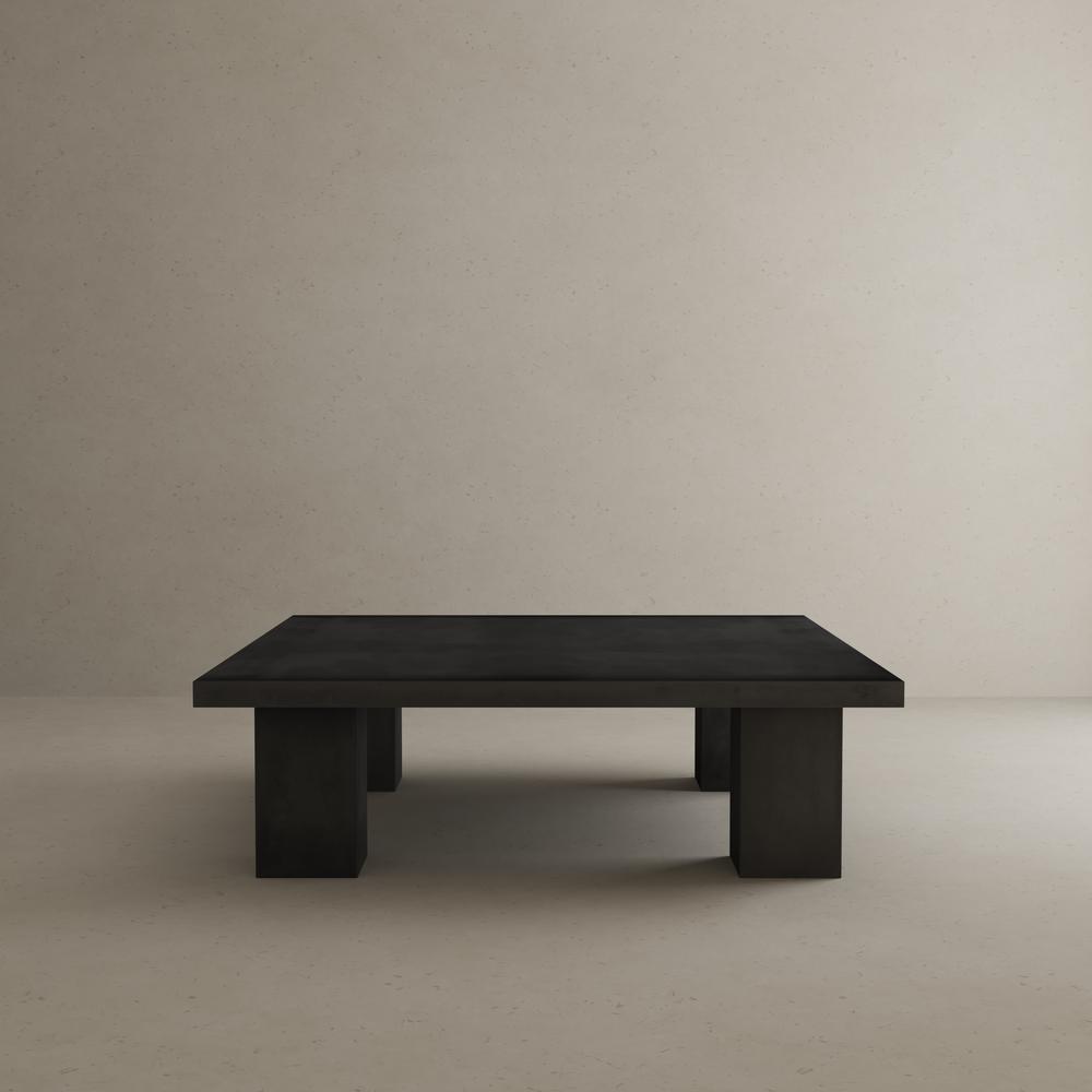 Ella Square Coffee Table Large In Light Gray Concrete. Picture 4