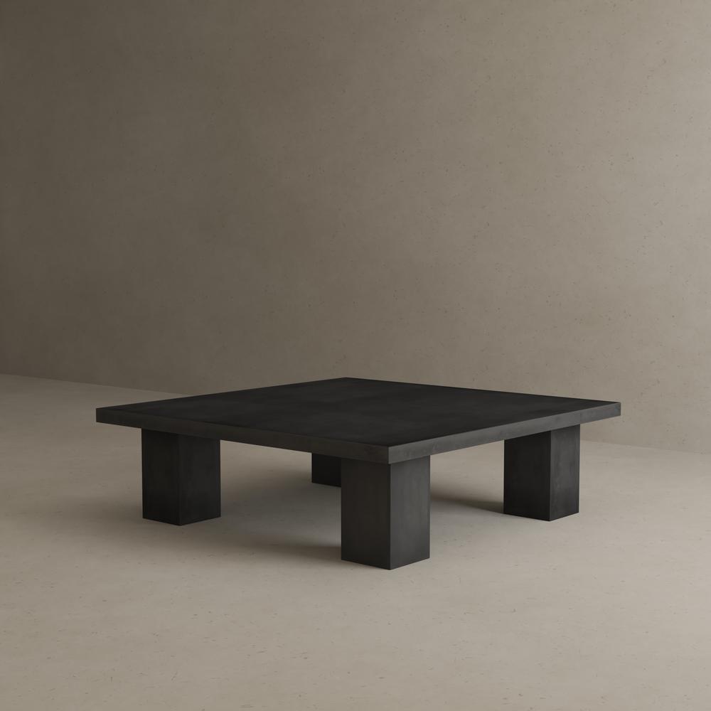 Ella Square Coffee Table Large In Light Gray Concrete. Picture 6