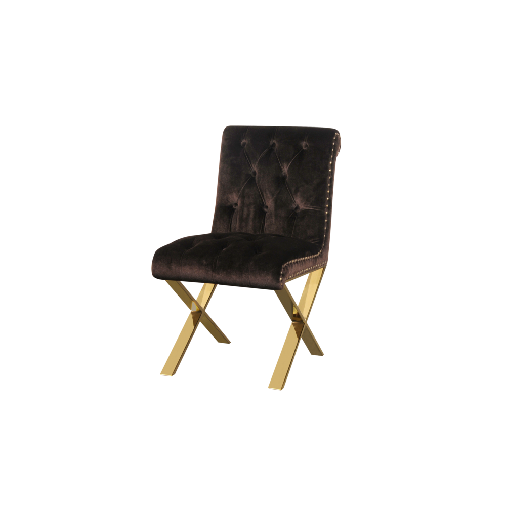 Foy Dining Chair Gold Chocolate (Set of 2). Picture 1