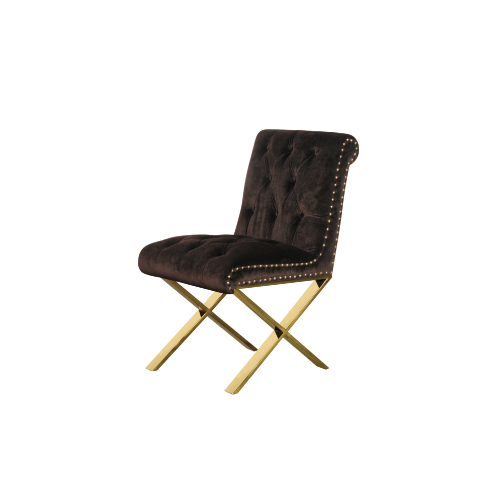 Foy Dining Chair Gold Chocolate (Set of 2). Picture 2