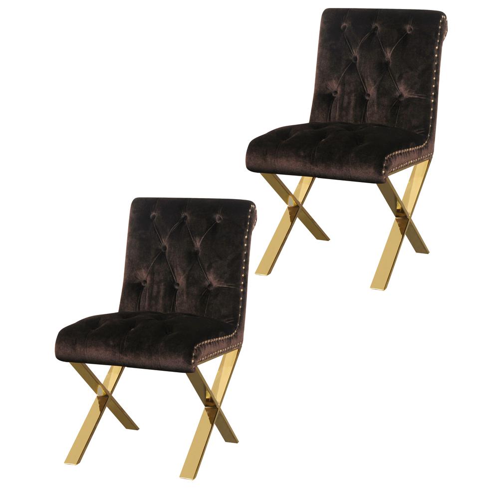 Foy Dining Chair Gold Chocolate (Set of 2). Picture 5