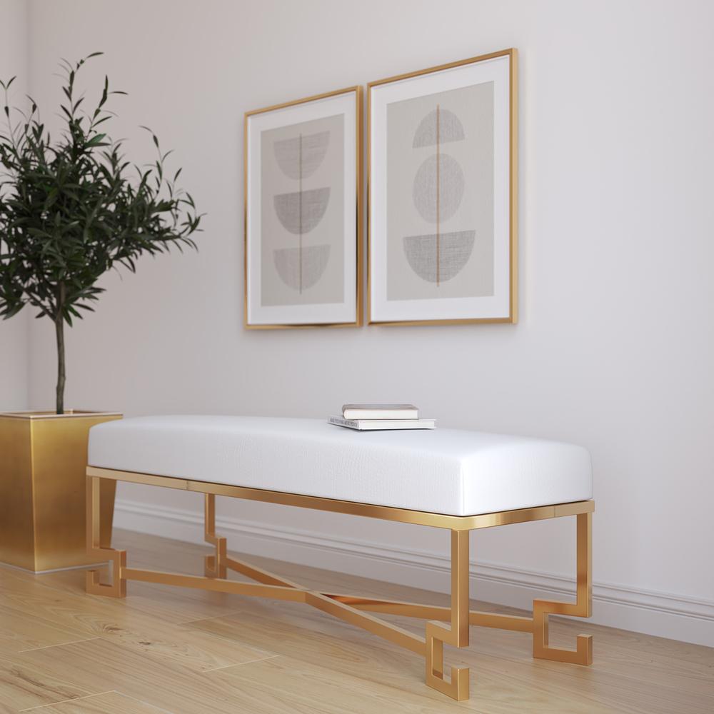 Dina Bench Gold White. Picture 4