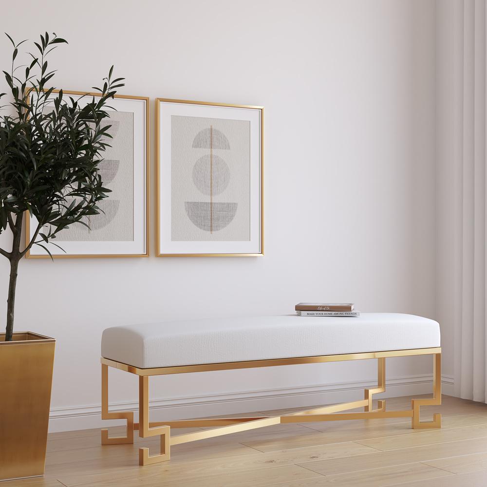 Dina Bench Gold White. Picture 5