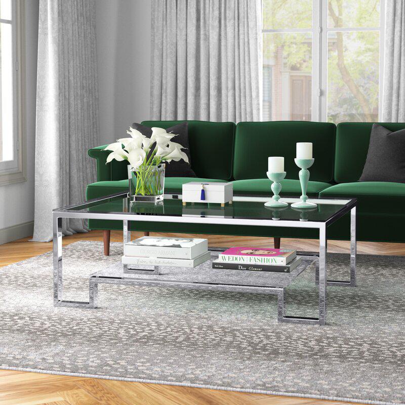 Bronson Coffee Table Long High Polish Steel. Picture 5