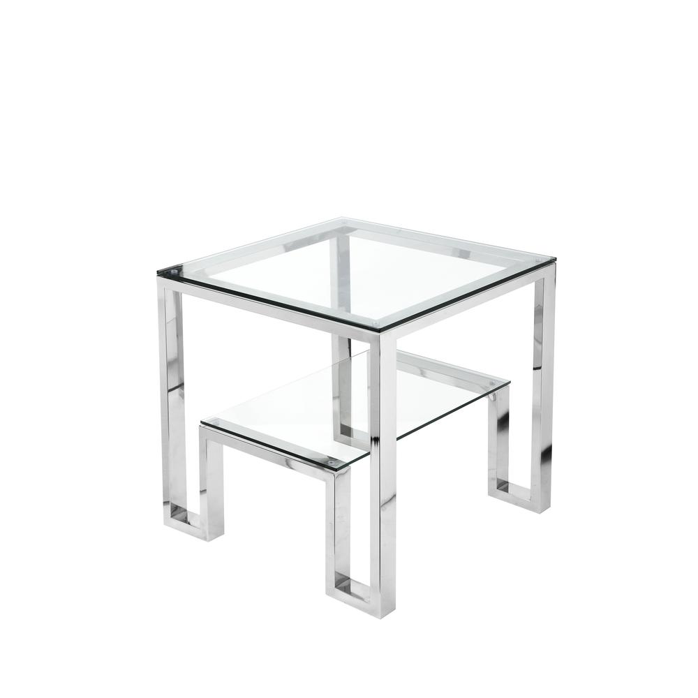 Bronson Side Table High Polish Steel. Picture 1