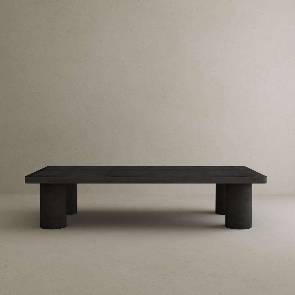 Nat Rectangle Coffee Table Large In Light Gray Concrete. Picture 7