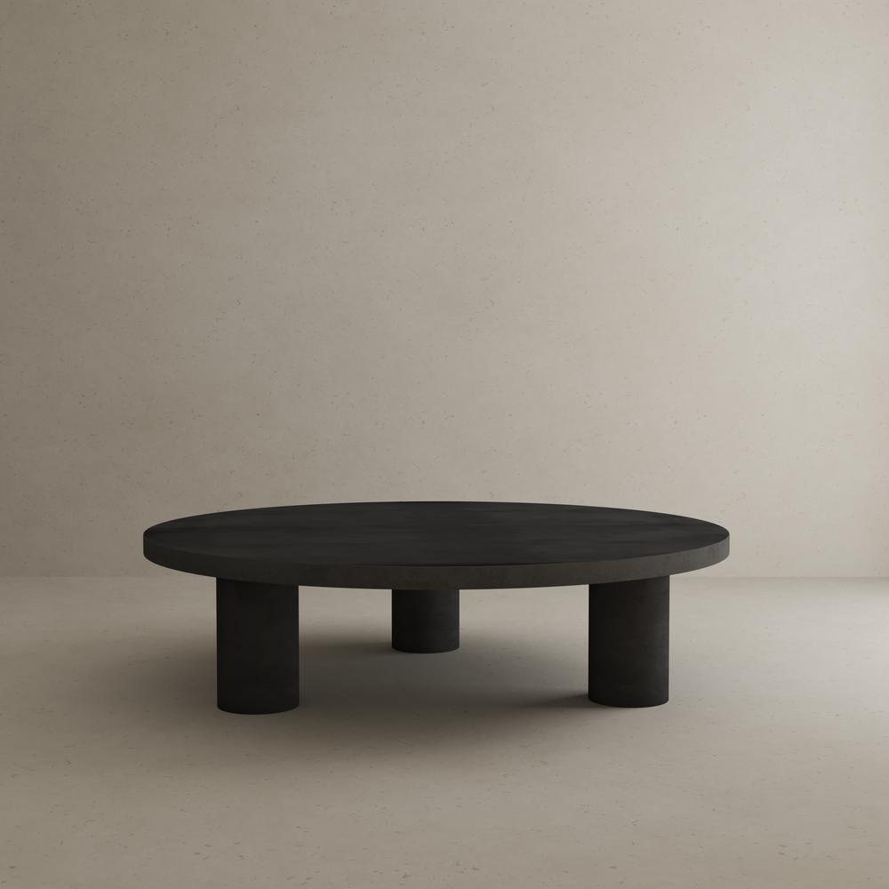 Nat Round Coffee Table Large In Light Gray Concrete. Picture 5