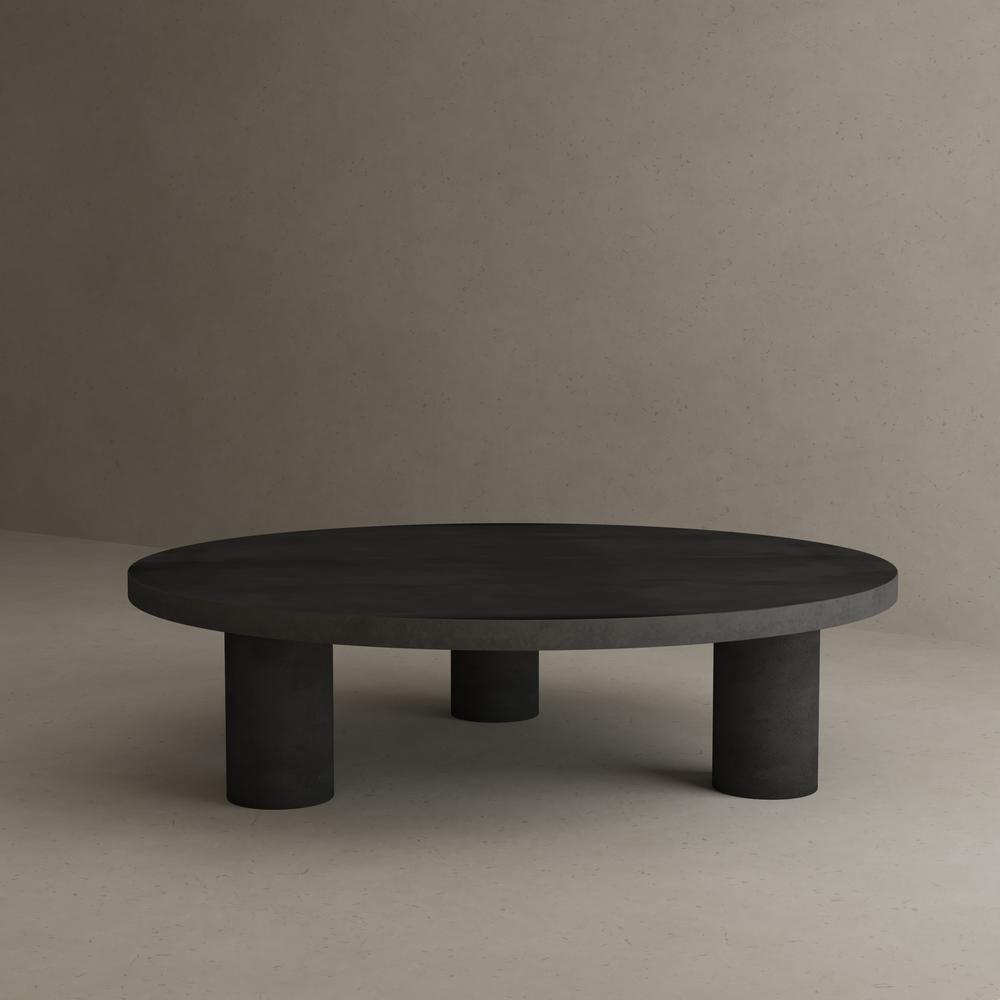 Nat Round Coffee Table Large In Light Gray Concrete. Picture 4