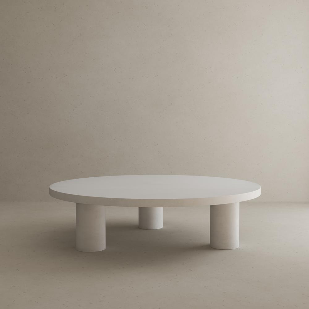 Nat Round Coffee Table Medium In Light Gray Concrete. Picture 4
