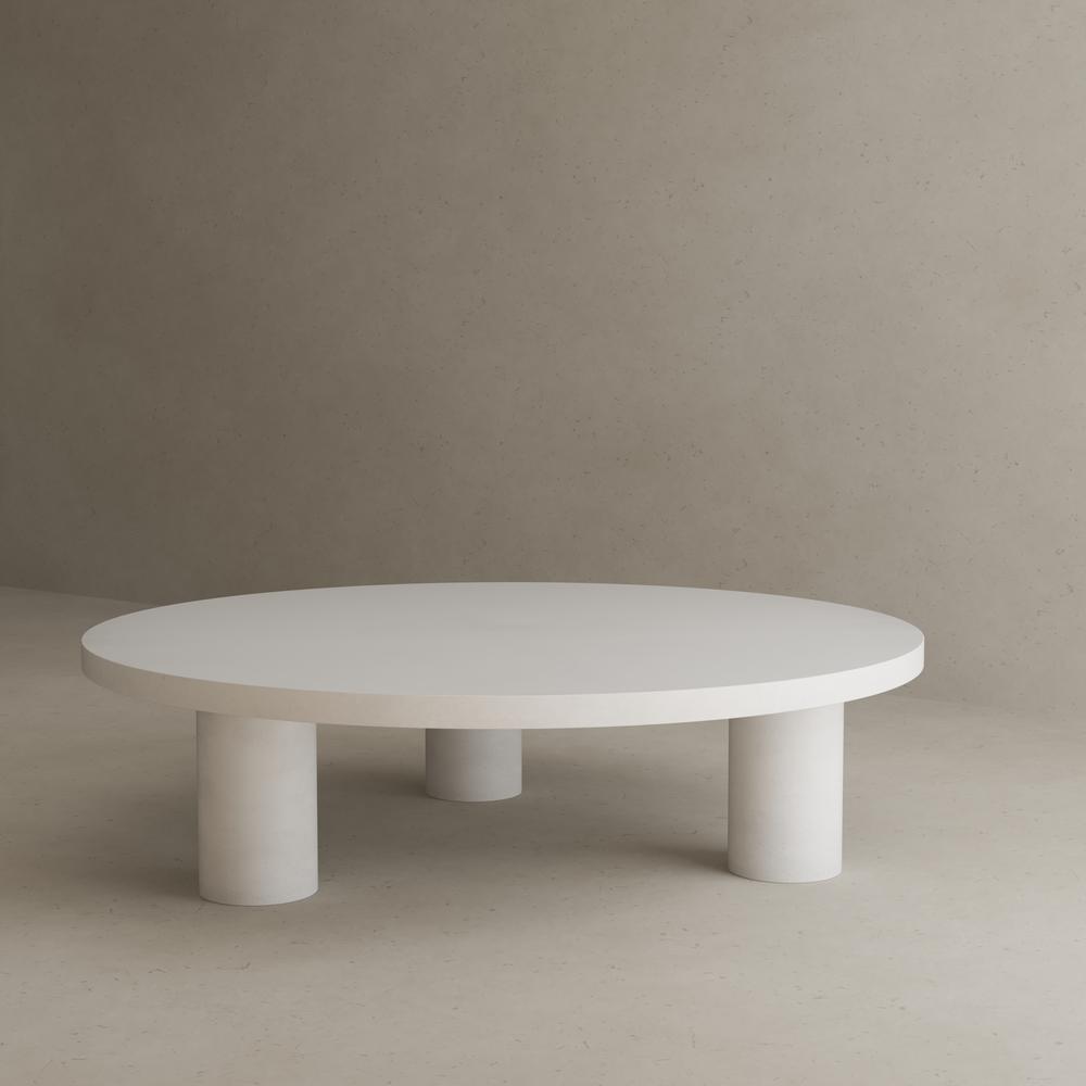 Nat Round Coffee Table Medium In Light Gray Concrete. Picture 5