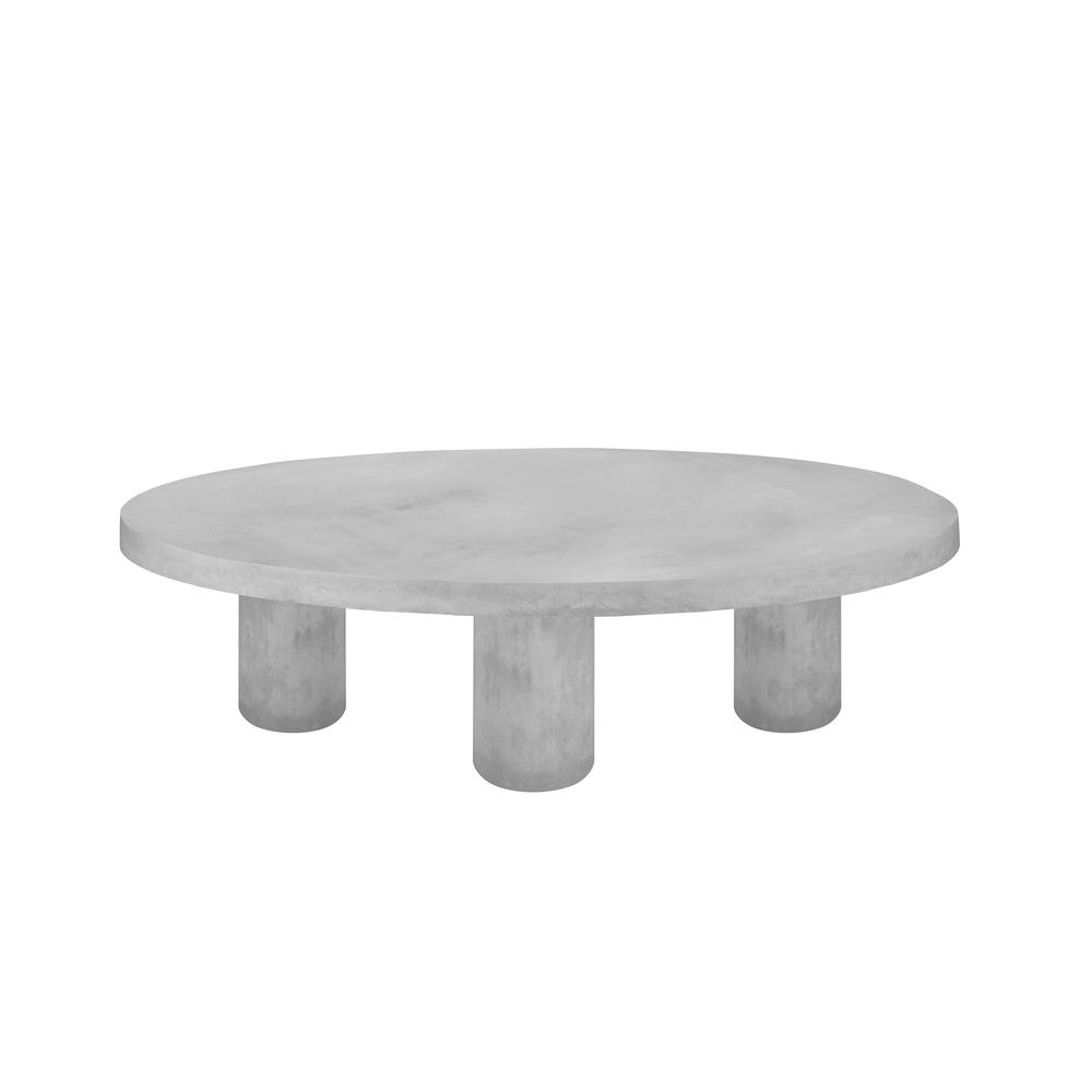 Nat Round Coffee Table Small In Light Gray Concrete. Picture 1