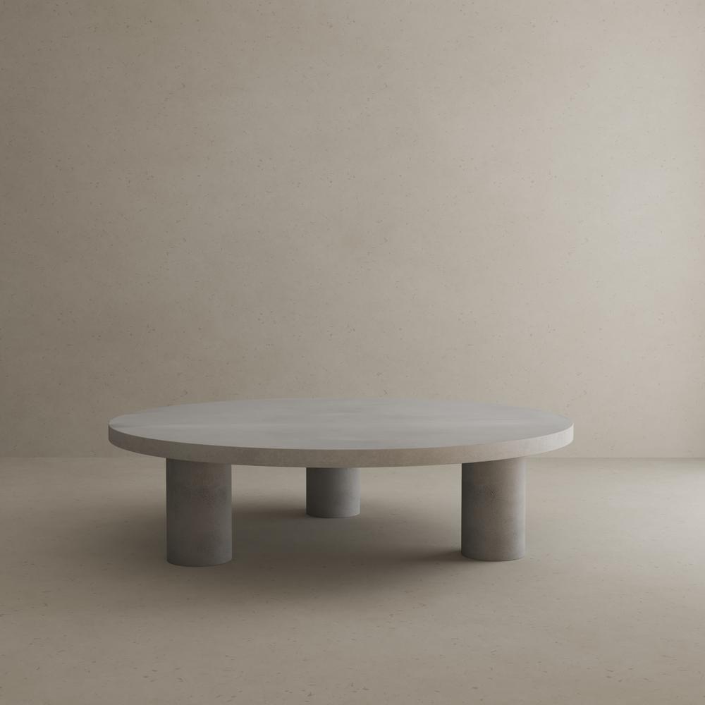 Nat Round Coffee Table Small In Light Gray Concrete. Picture 4