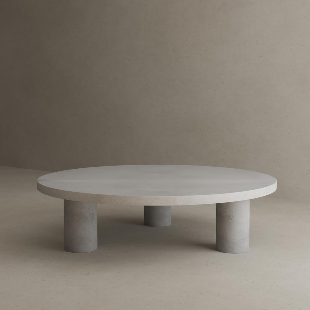 Nat Round Coffee Table Small In Light Gray Concrete. Picture 5