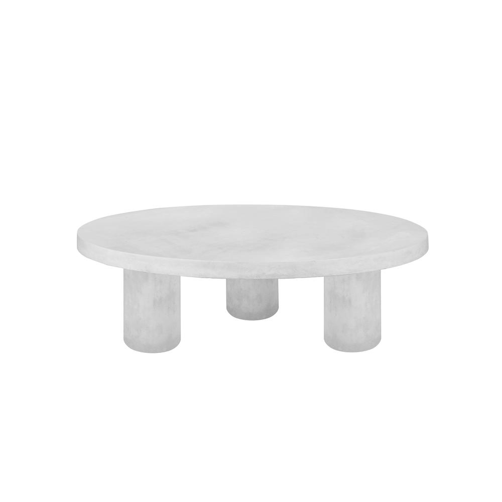 Nat Round Coffee Table Medium In Ivory Concrete. Picture 2