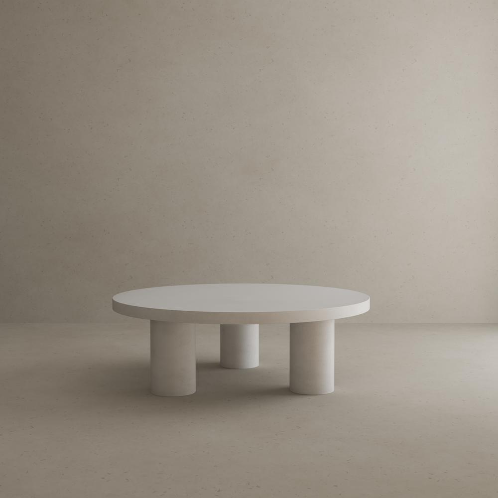 Nat Round Coffee Table Medium In Ivory Concrete. Picture 4