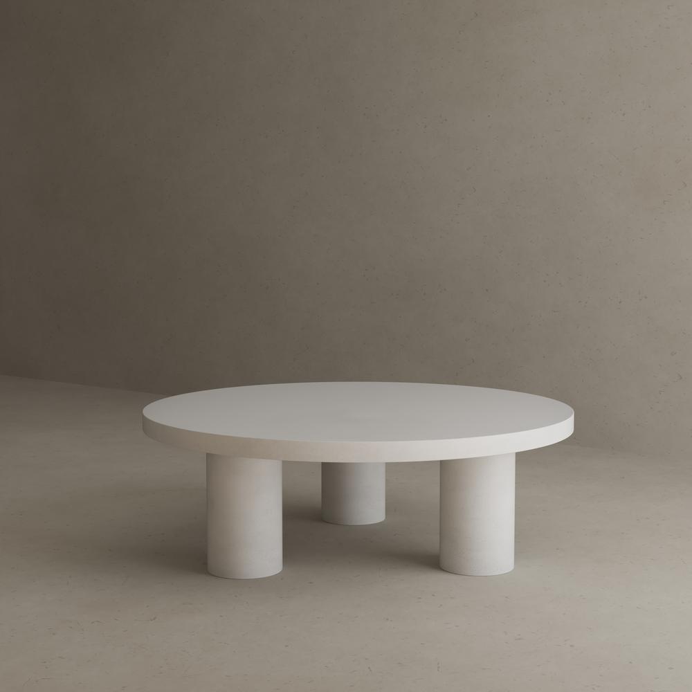 Nat Round Coffee Table Medium In Ivory Concrete. Picture 5