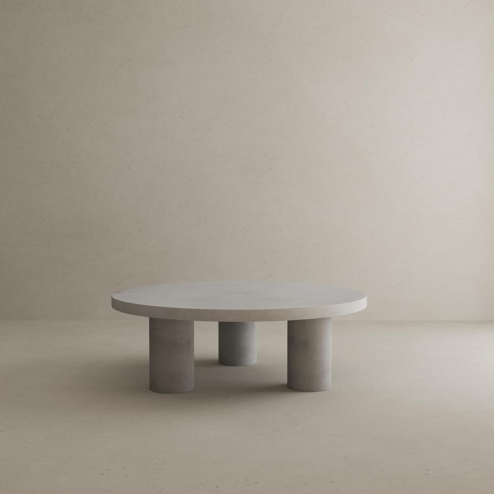 Nat Round Coffee Table Small In Ivory Concrete. Picture 4