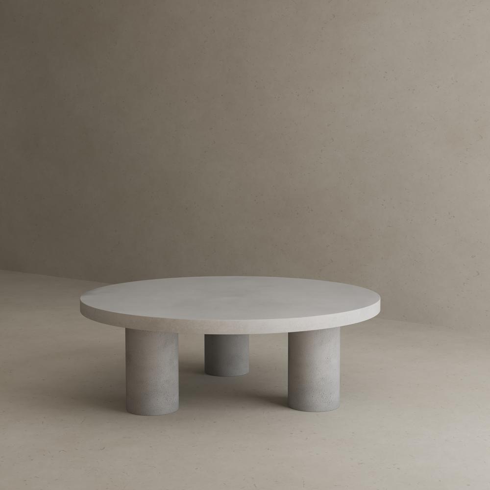 Nat Round Coffee Table Small In Ivory Concrete. Picture 5