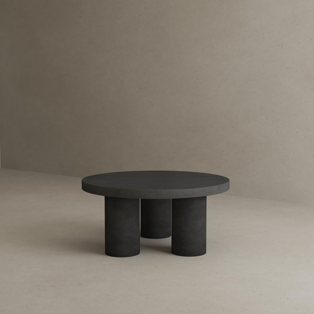 Nat Round Coffee Table Large In Black Concrete. Picture 5