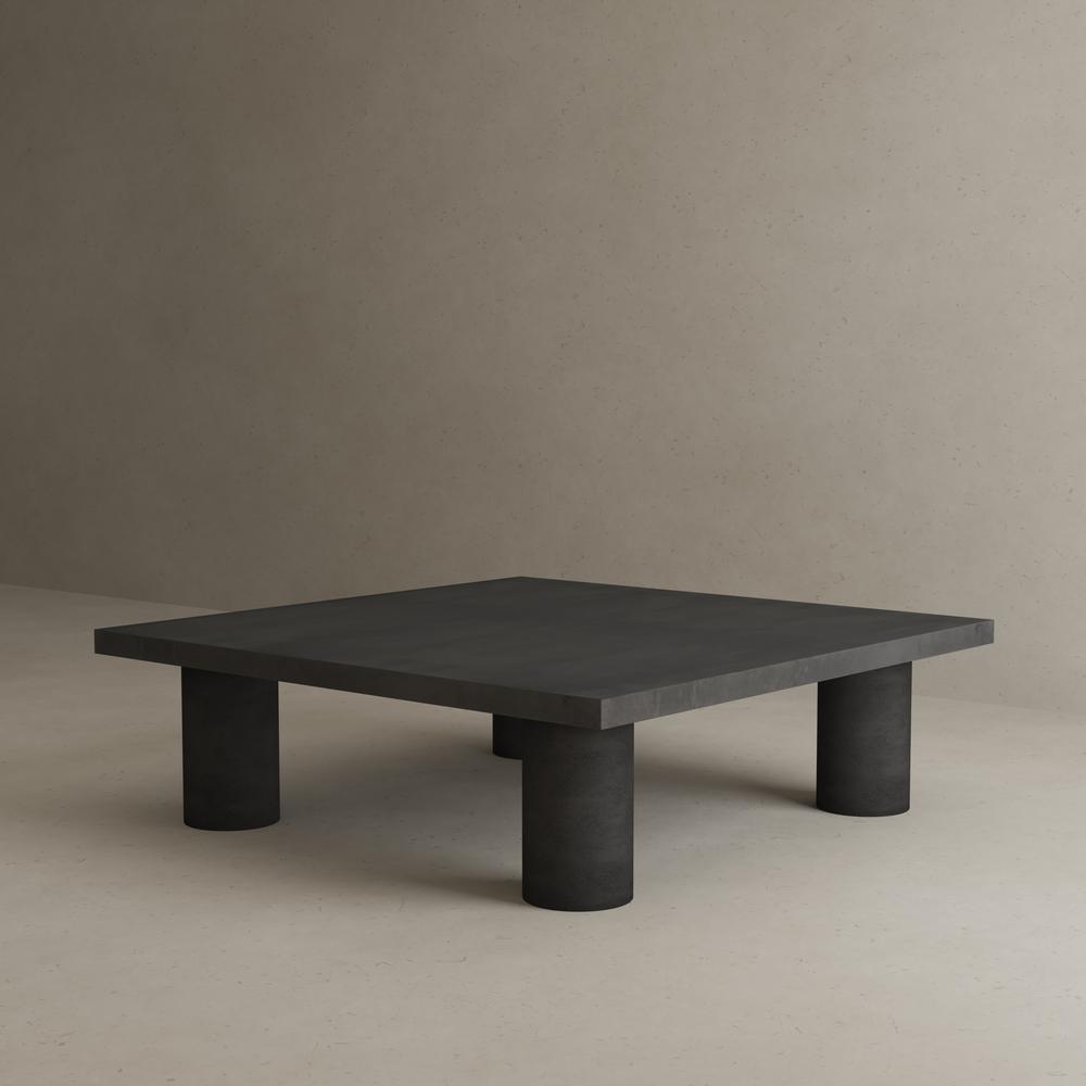 Nat Square Coffee Table Large In Light Gray Concrete. Picture 6