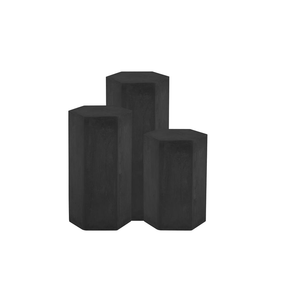 Tubbs Hexagon Pedestal Low in Black Concrete. Picture 5