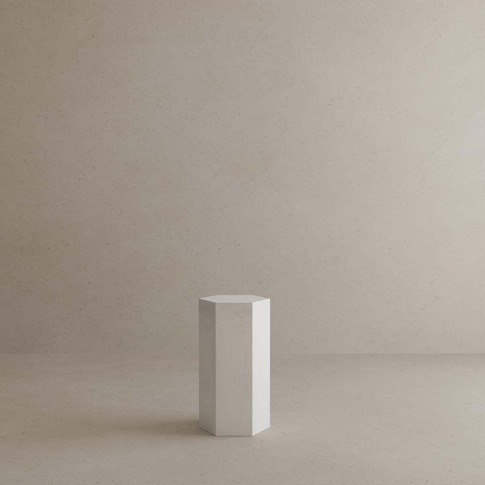 Tubbs Hexagon Pedestal Low in Ivory Concrete. Picture 5