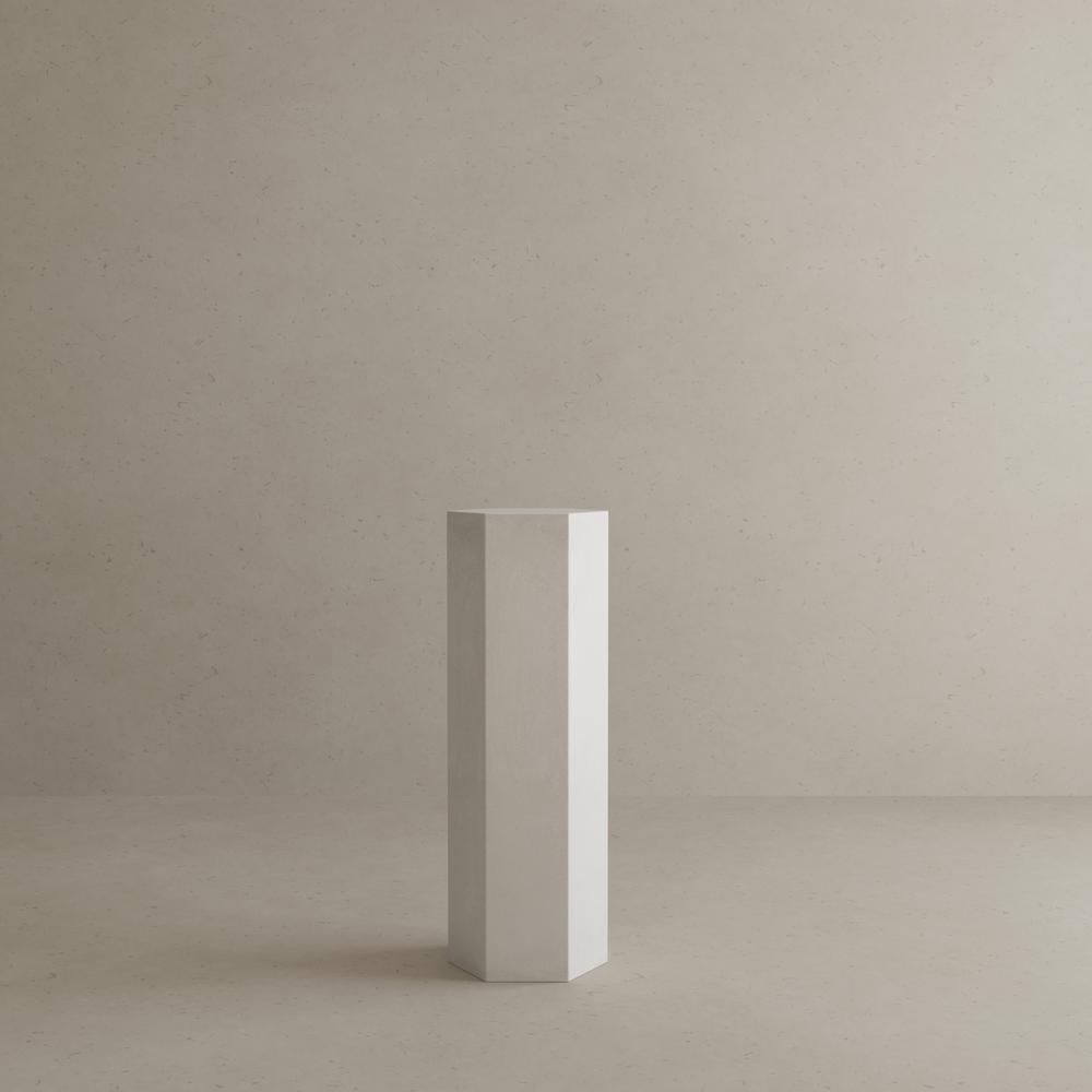 Tubbs Hexagon Pedestal Tall in Ivory Concrete. Picture 5
