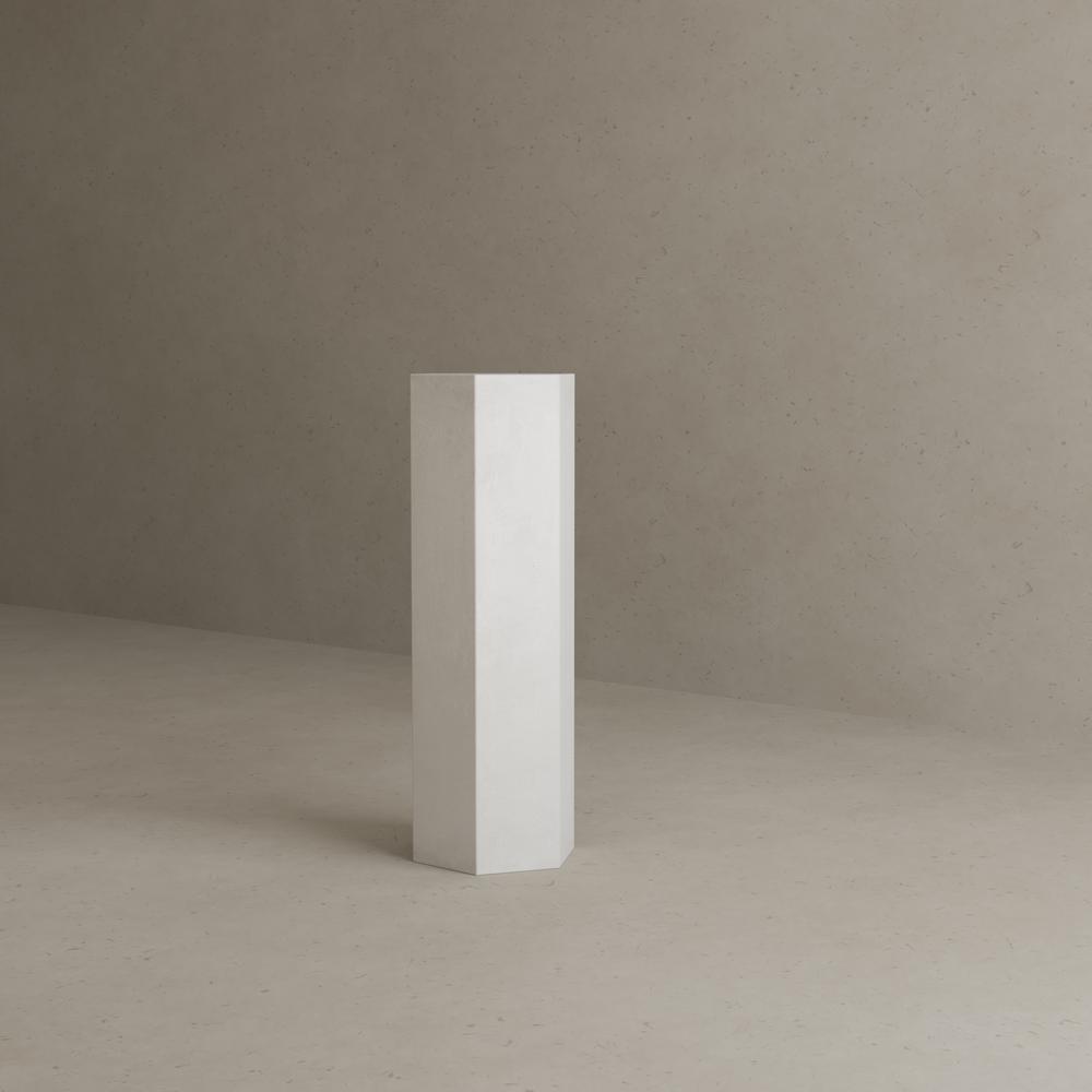 Tubbs Hexagon Pedestal Tall in Ivory Concrete. Picture 6