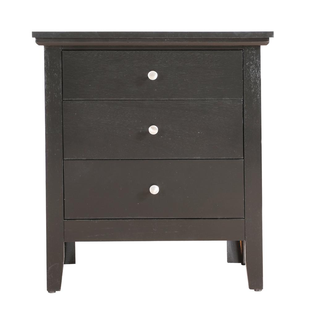 Hammond 3-Drawer Black Nightstand (26 in. H x 18 in. W x 24 in. D). Picture 1