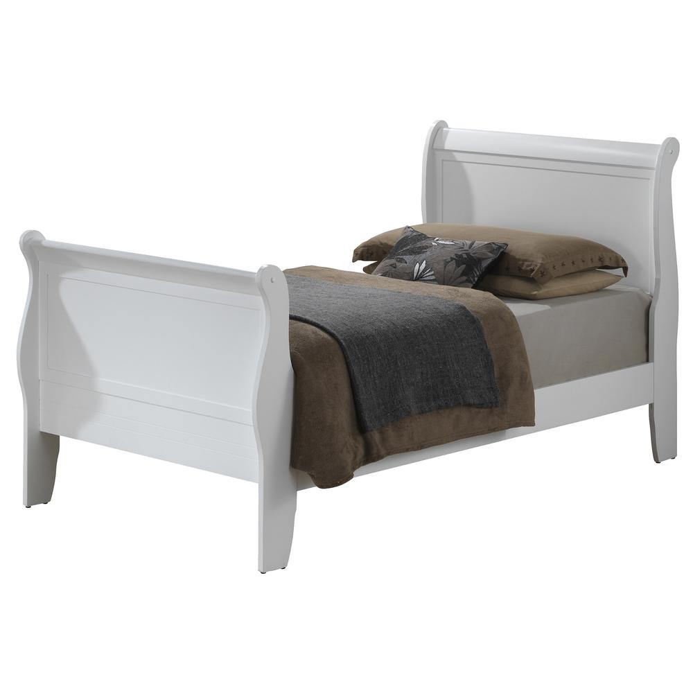 Louis Philippe White Twin Sleigh Bed with Headboard and Footboard. Picture 2