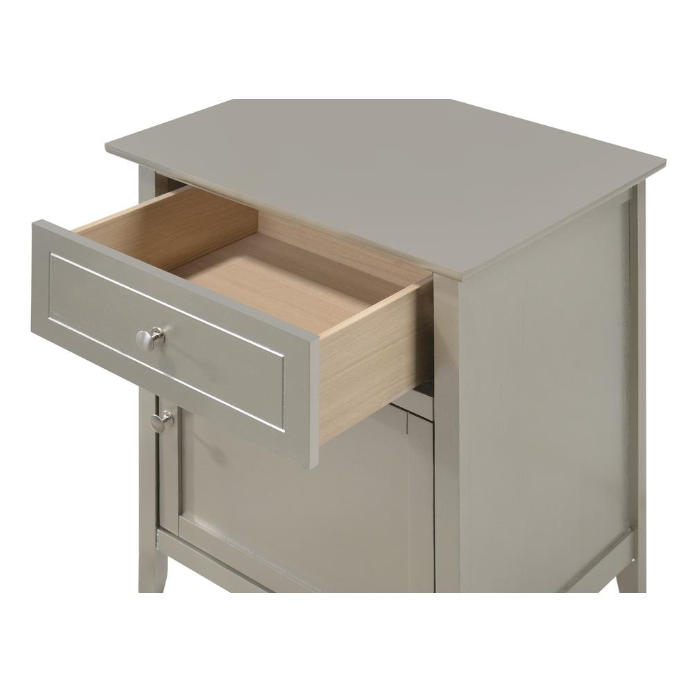 Lzzy 1-Drawer Silver Champagne Nightstand (25 in. H x 15 in. W x 19 in. D). Picture 3