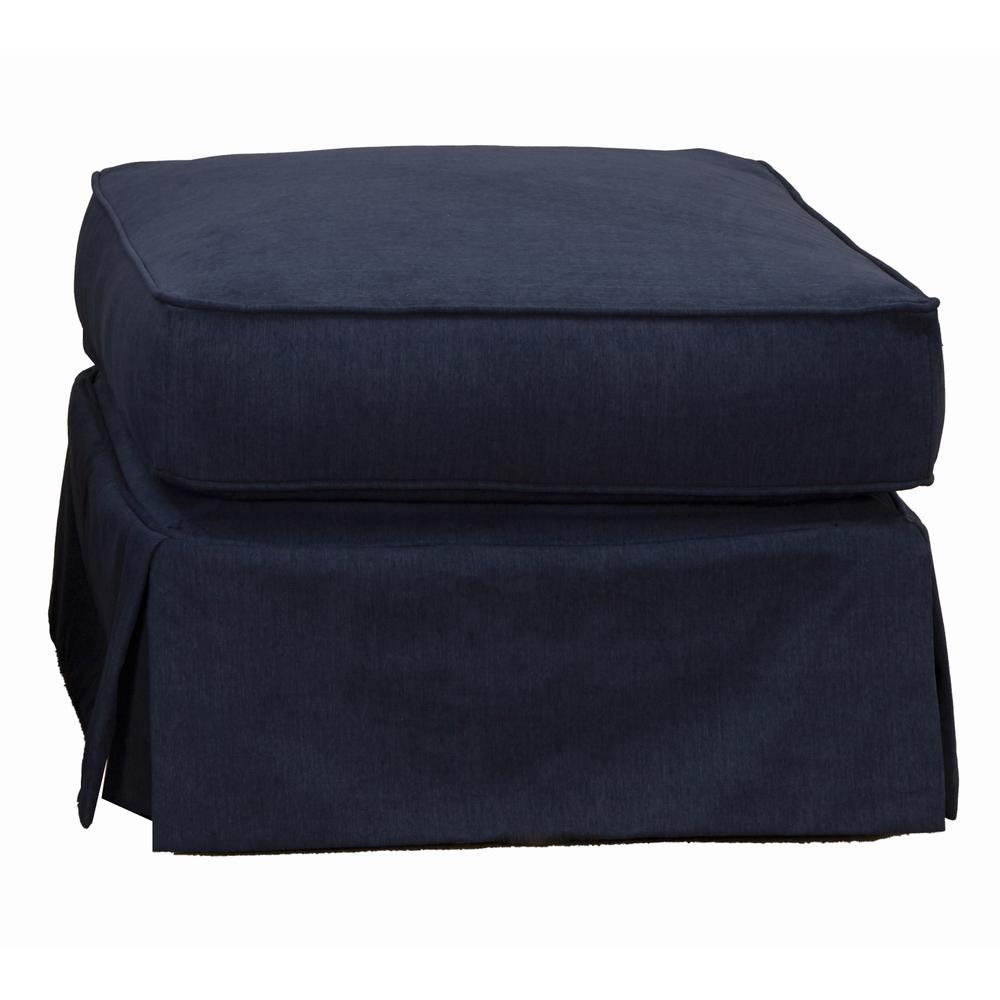 Horizon Navy Blue Upholstered Pillow Top Ottoman. Picture 3
