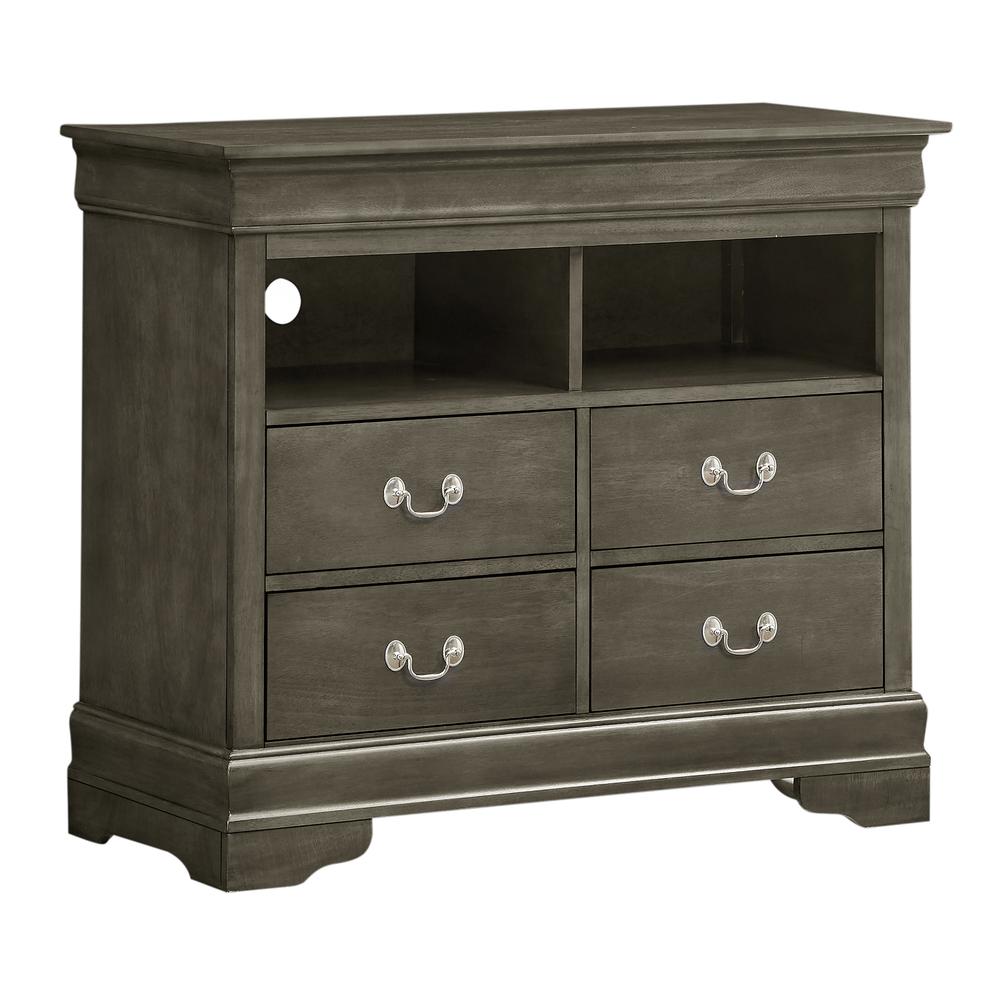 Louis Phillipe Gray 4 Drawer Chest of Drawers (42 in L. X 18 in W. X 35 in H.). Picture 1