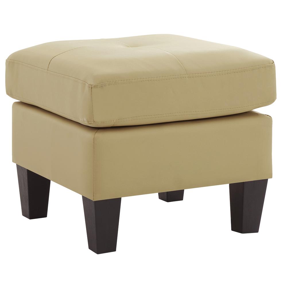 Newbury Beige Faux Leather Upholstered Ottoman. Picture 2