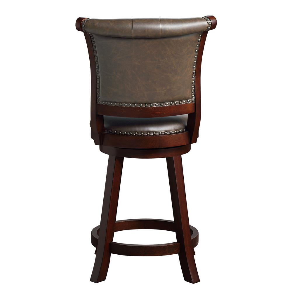 SH Tufted 39.5 in. Mahogany High Back Wood 24 in. Bar Stool. Picture 3