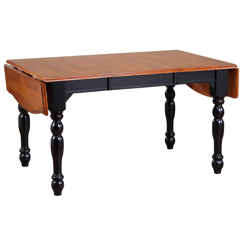 Oak Selections 36 in. Rectangle Distressed Antique Black with Cherry Wood Dining Table (Seats 8). Picture 3