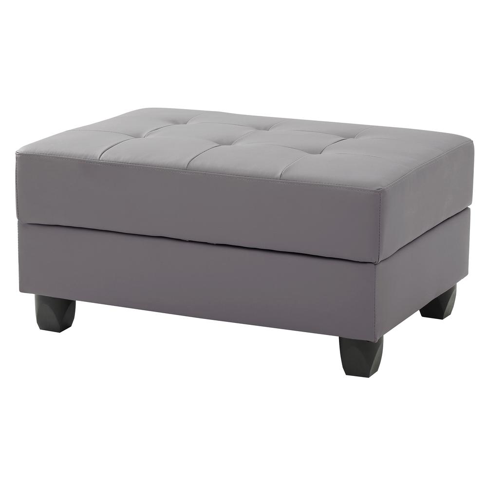 Nyla Gray Faux Leather Upholstered Storage Ottoman. Picture 2