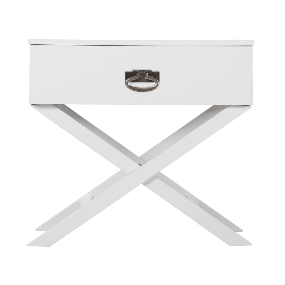 Xavier 1-Drawer White Nightstand (25 in. H x 16 in. W x 27 in. D). Picture 1