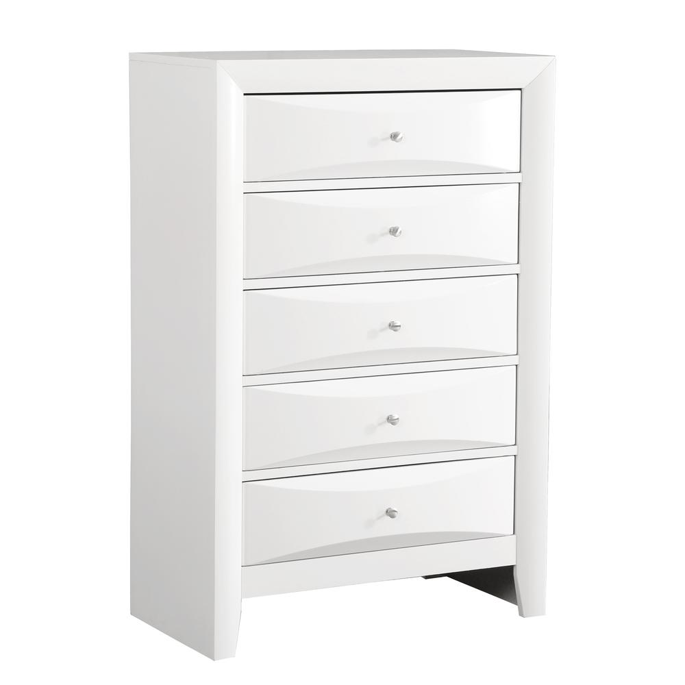 Marilla White 5-Drawer Chest of Drawers (32 in. L X 17 in. W X 48 in. H). Picture 2
