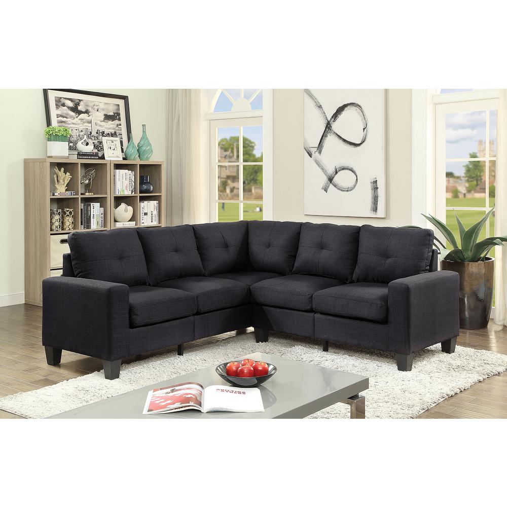 Newbury 82 in. W 2-piece Polyester Twill L Shape Sectional Sofa in Black. Picture 4