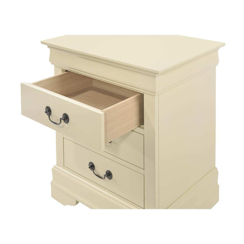 Louis Philippe 3-Drawer Beige Nightstand (29 in. H x 16 in. W x 21 in. D). Picture 3
