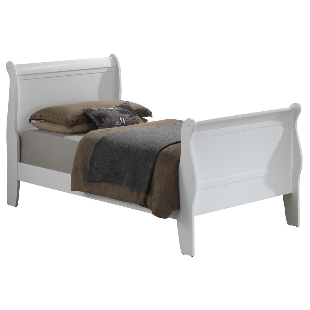 Louis Philippe White Twin Sleigh Bed with Headboard and Footboard. Picture 1