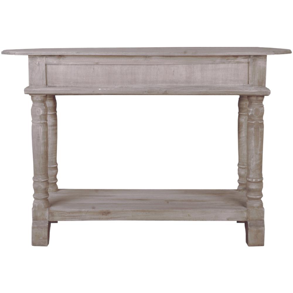 Shabby Chic Cottage 47 in. Natural Limewash Rectangle Solid Wood Console Table with 2 Drawers. Picture 3