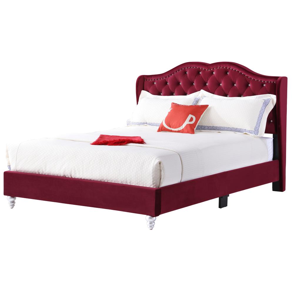 Joy Cherry Queen Upholstered Panel Bed. Picture 1