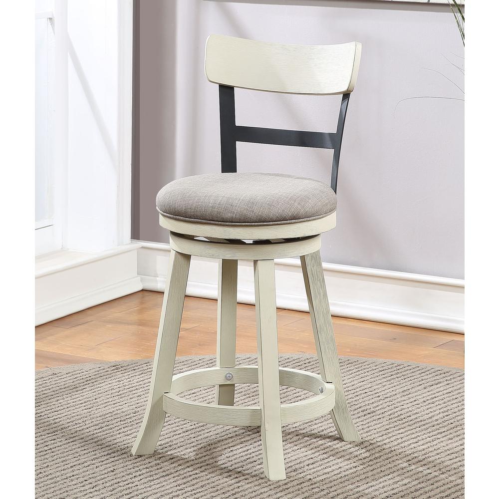 SH 36.5 in. White High Back Wood and Metal 24 in. Bar Stool. Picture 6