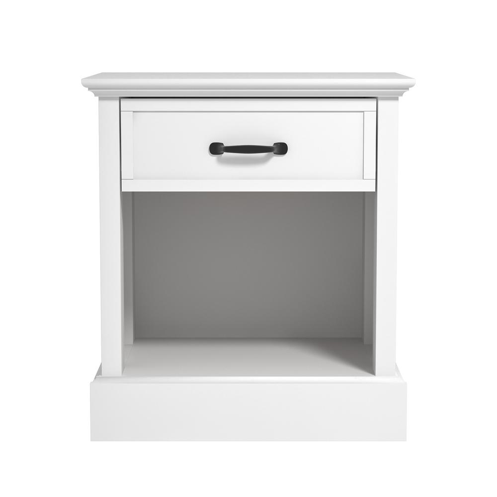 Xylon 1-Drawer White Nightstand (21.7 in. x 24.4 in. x 15.7 in.). Picture 1