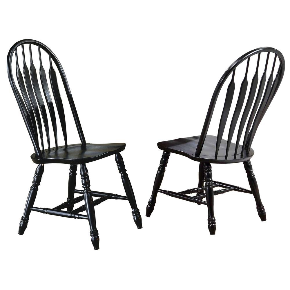 Oak Selections Distressed Antique Black with Cherry Rub Side Chair (Set of 2), BH-4130-AB-2. Picture 1