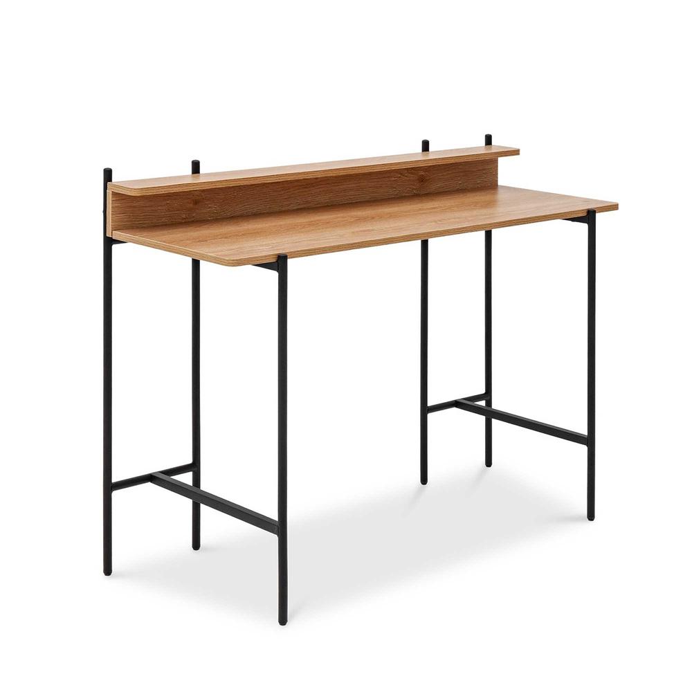 Querencia 34"H Study / Writing Desk with Acacia Top and Steel Legs, QR-006W12. Picture 2