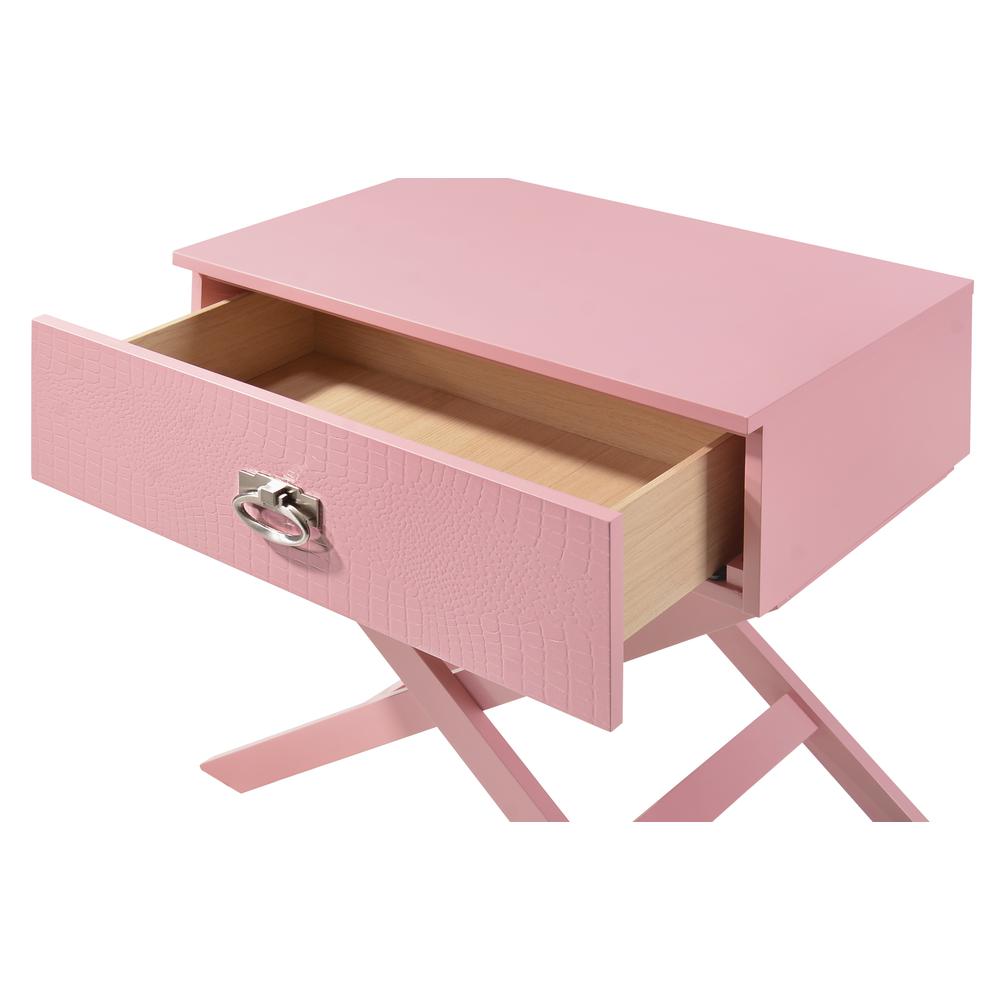Xavier 1-Drawer Pink Nightstand (25 in. H x 16 in. W x 27 in. D). Picture 3
